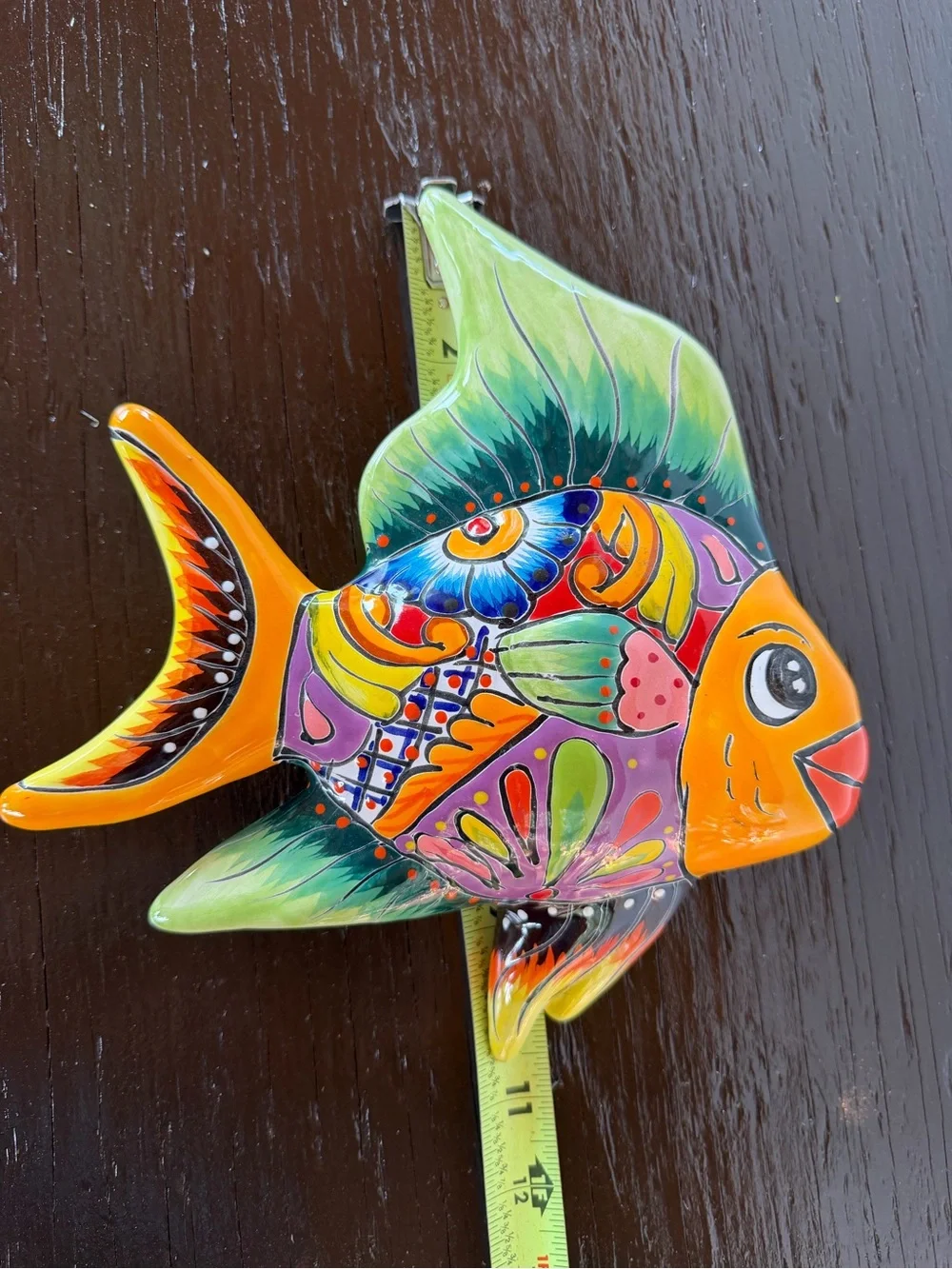 Handpainted Orange & Multicolor Talavera Fish Wall Decor - Pets Fish Accent